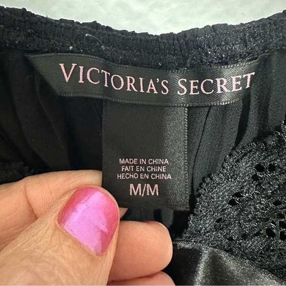 Victoria's Secret Black‎ Babydoll Chemise Lingerie Slip Women's Medium Lace - Picture 4 of 7